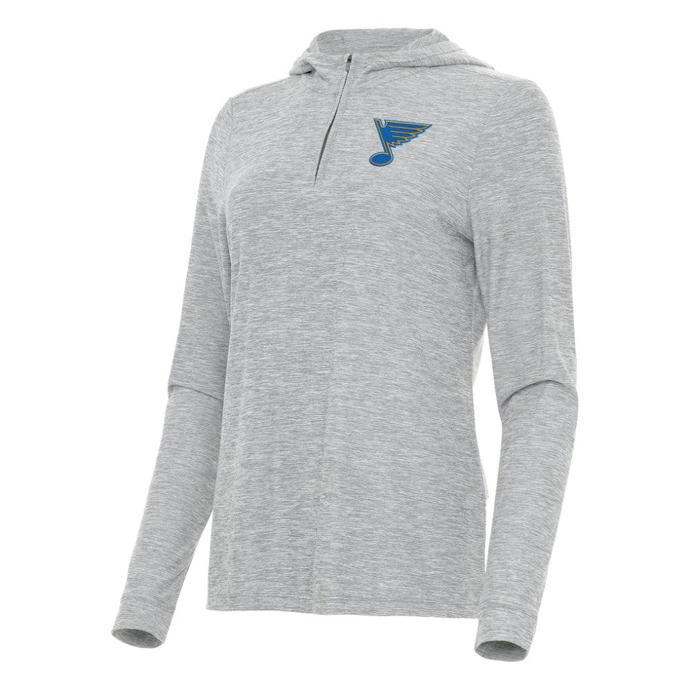 St. Louis Blues Antigua Women's Daybreak Quarter-Zip Hoodie - Heather Gray - NHL 203362118