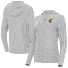 Boston Bruins Antigua Women's Daybreak Quarter-Zip Hoodie - Heather Gray - NHL 203362120