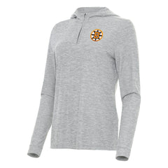 Boston Bruins Antigua Women's Daybreak Quarter-Zip Hoodie - Heather Gray - NHL 203362120