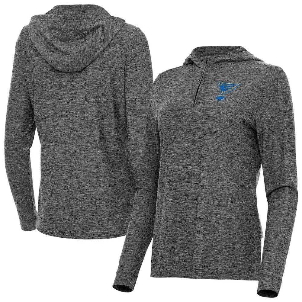 St. Louis Blues Antigua Women's Daybreak Quarter-Zip Hoodie - Heather Black - NHL 203362121