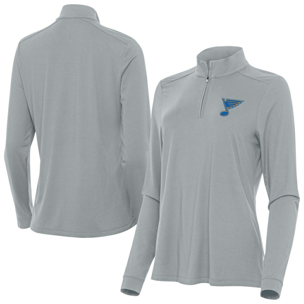 St. Louis Blues Antigua Women's Intent Quarter-Zip Pullover - Gray - NHL 203362144