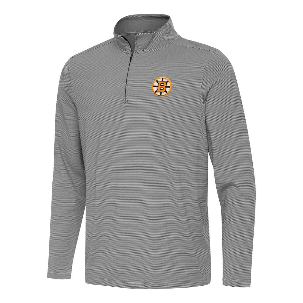 Boston Bruins Antigua Twine Quarter-Zip Pullover - Black - NHL 203362158