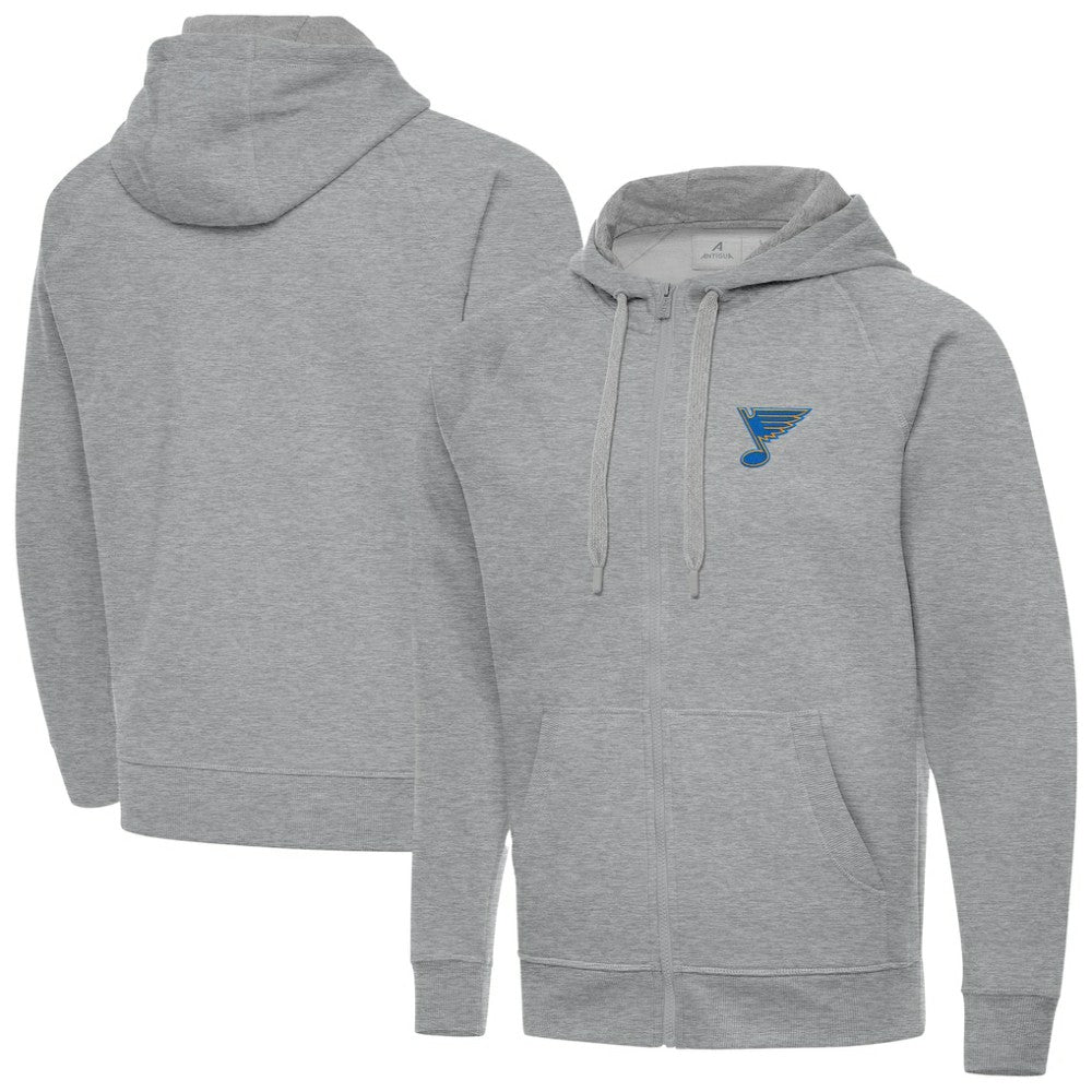 St. Louis Blues Antigua Victory Full-Zip Hoodie - Heather Gray - NHL 203362184