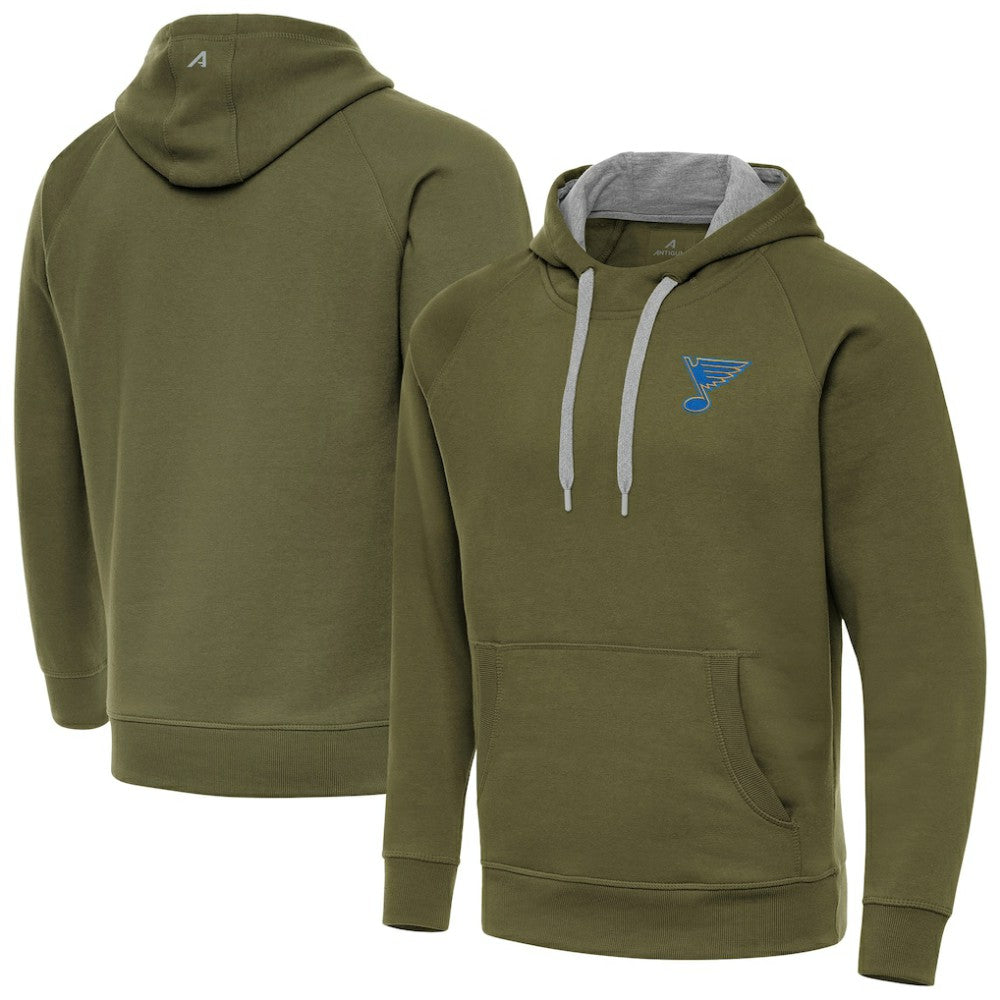 St. Louis Blues Antigua Victory Pullover Hoodie - Olive - NHL 203362226