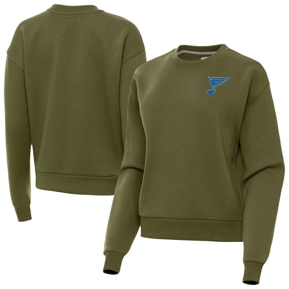 St. Louis Blues Antigua Women's Victory Pullover Sweatshirt - Olive - NHL 203362238