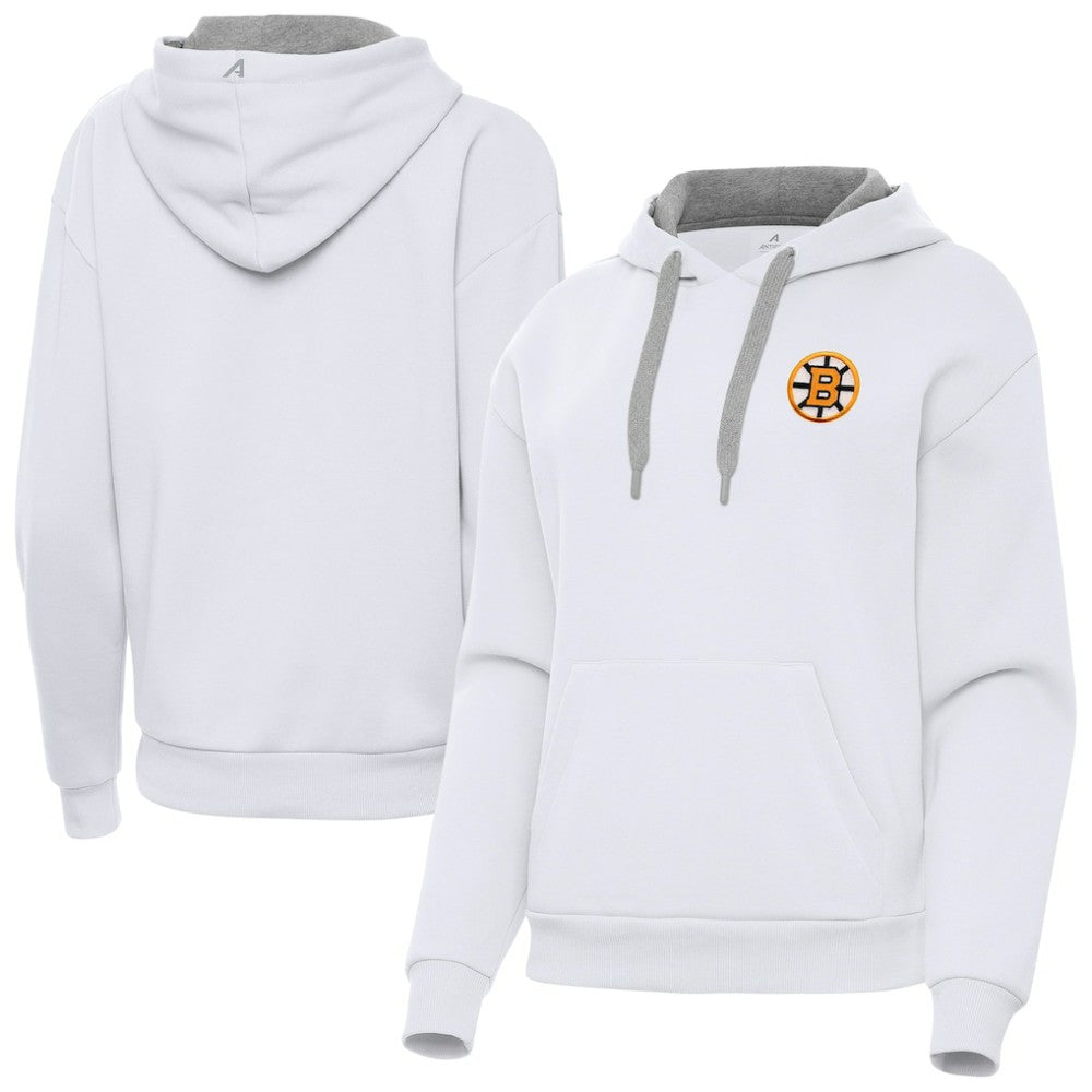 Boston Bruins Antigua Women's Victory Pullover Hoodie - White - NHL 203362241