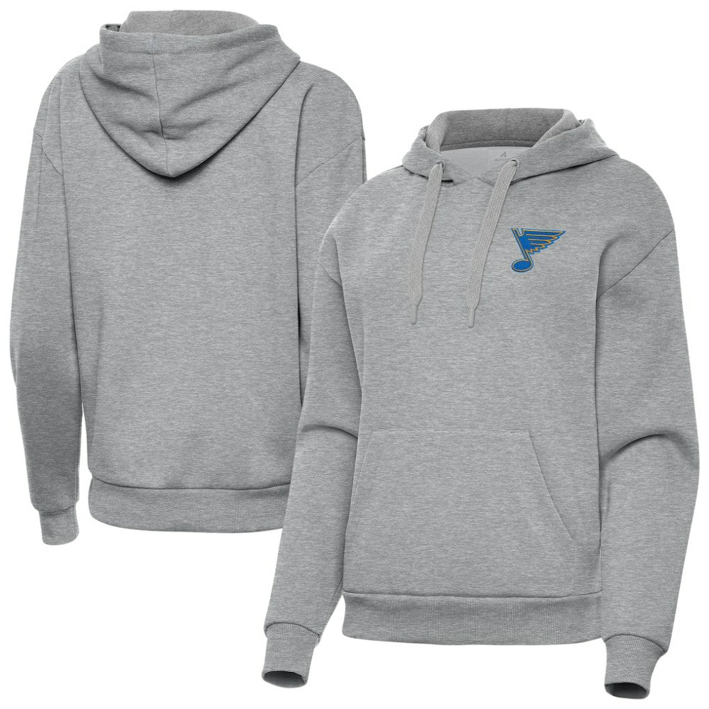 St. Louis Blues Antigua Women's Victory Pullover Hoodie - Heather Gray - NHL 203362243