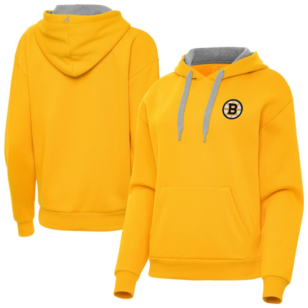 Boston Bruins Antigua Women's Victory Pullover Hoodie - Gold - NHL 203362245