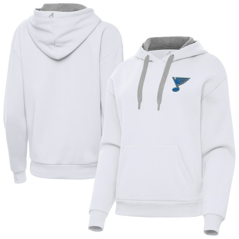 St. Louis Blues Antigua Women's Victory Pullover Hoodie - White - NHL 203362247