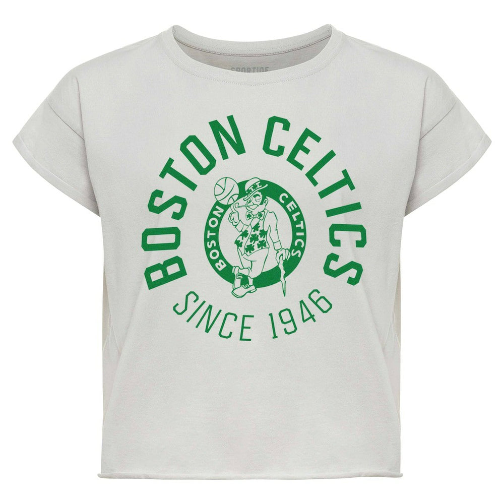 Boston Celtics Sportiqe Women's Cropped Genuine Issue Collection Alana T-Shirt Gray
