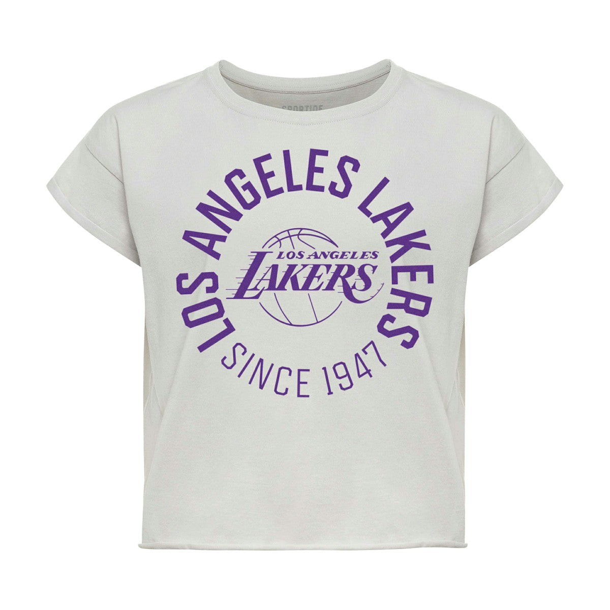 Los Angeles Lakers Sportiqe Women's Cropped Genuine Issue Collection Alana T-Shirt Gray