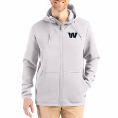 Washington Commanders Cutter & Buck Roam Epic Comfort Recycled Full-Zip Hoodie Jacket Gray