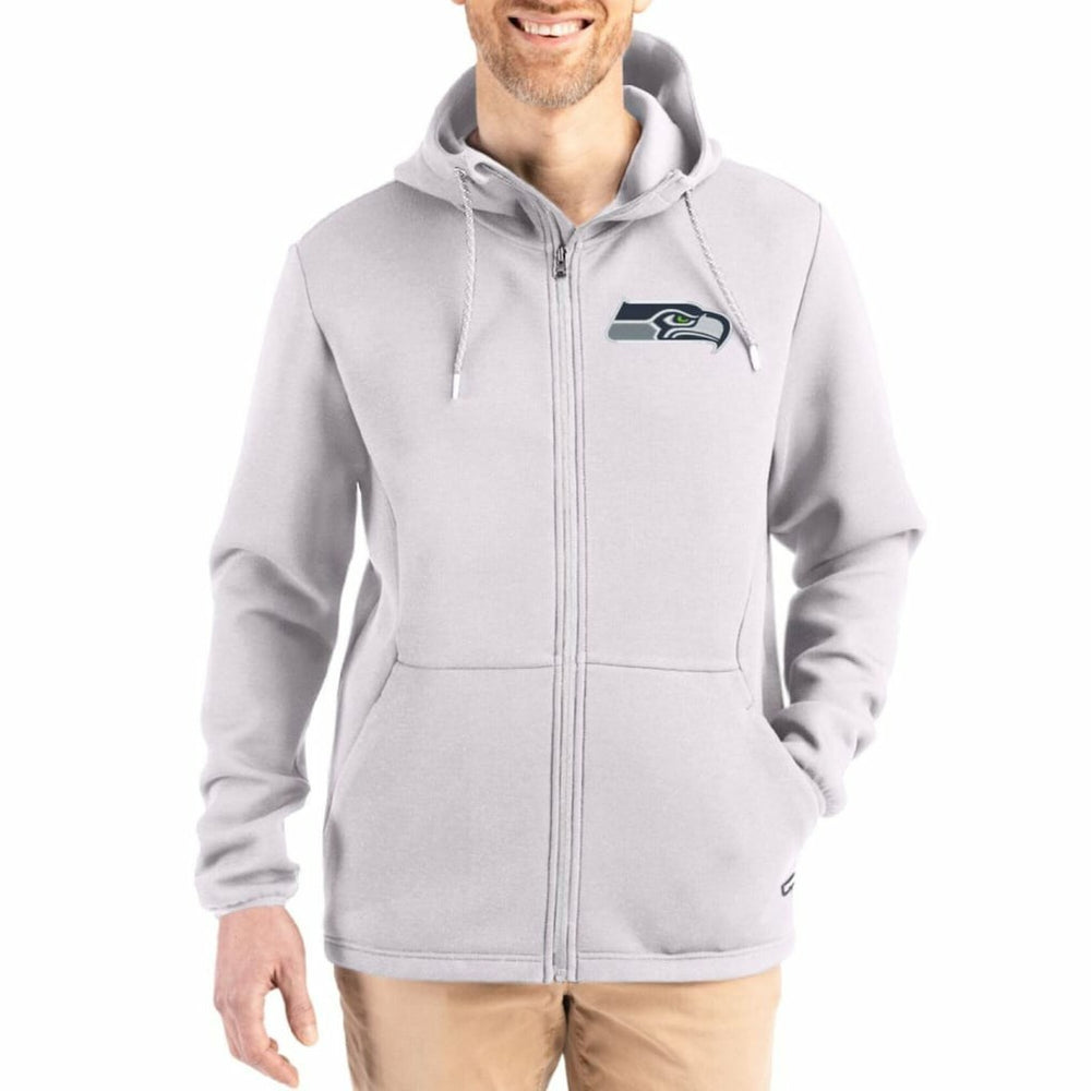 Seattle Seahawks Cutter & Buck Roam Epic Comfort Recycled Full-Zip Hoodie Jacket Gray