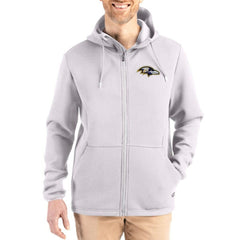 Baltimore Ravens Cutter & Buck Roam Epic Comfort Recycled Full-Zip Hoodie Jacket Gray