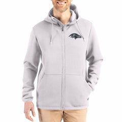 Baltimore Ravens Cutter & Buck Roam Epic Comfort Recycled Full-Zip Hoodie Jacket Gray