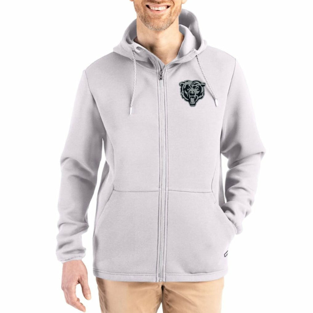 Chicago Bears Cutter & Buck Roam Epic Comfort Recycled Full-Zip Hoodie Jacket Gray