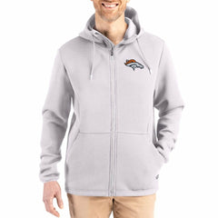 Denver Broncos Cutter & Buck Roam Epic Comfort Recycled Full-Zip Hoodie Jacket Gray