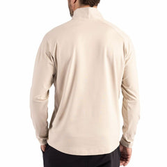 Denver Broncos Cutter & Buck Adapt Eco Knit Hybrid Recycled Quarter-Zip Jacket Light Brown