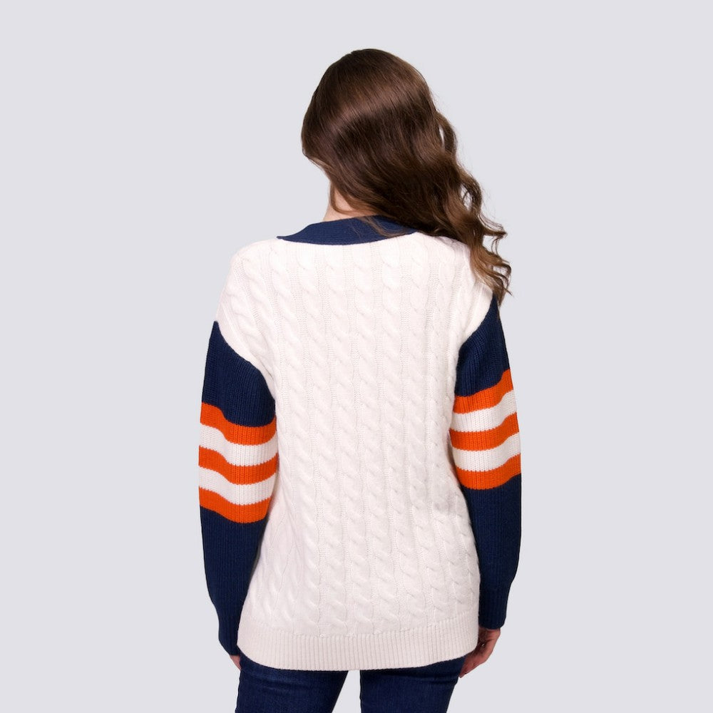 Houston Astros Lusso Women's Shyla Knit V-Neck Full-Zip Sweater - Navy/White - MLB on Sale