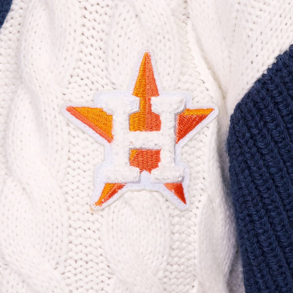 Houston Astros Lusso Women's Shyla Knit V-Neck Full-Zip Sweater - Navy/White - MLB on Sale