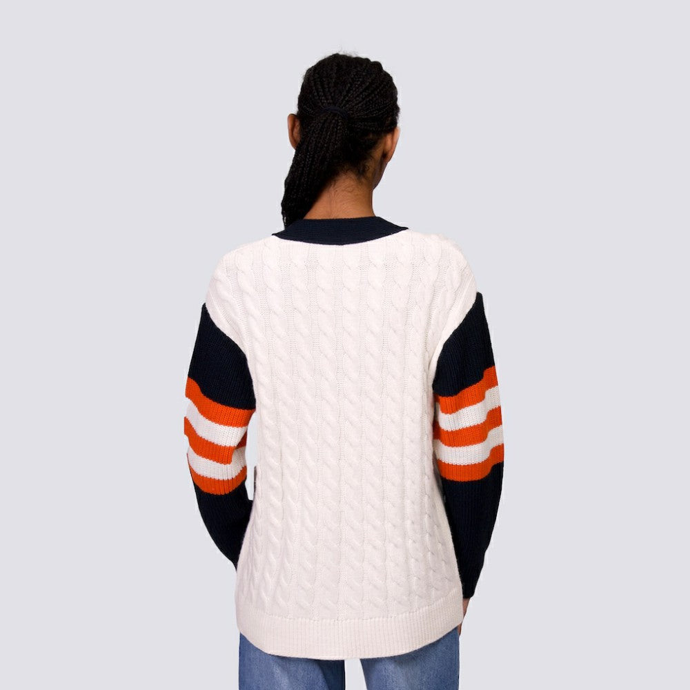 San Francisco Giants Lusso Women's Shyla Knit V-Neck Full-Zip Sweater - Black/White - MLB Discount