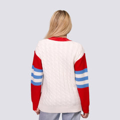 St. Louis Cardinals Lusso Women's Shyla Knit V-Neck Full-Zip Sweater - Red/White - MLB Discount