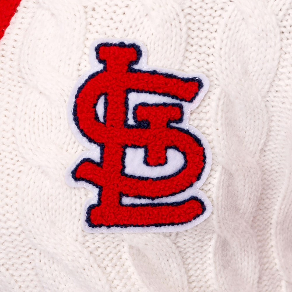 St. Louis Cardinals Lusso Women's Shyla Knit V-Neck Full-Zip Sweater - Red/White - MLB Discount