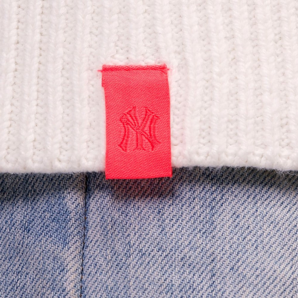 New York Yankees Lusso Women's Shyla Knit V-Neck Full-Zip Sweater - Navy/White - MLB Online