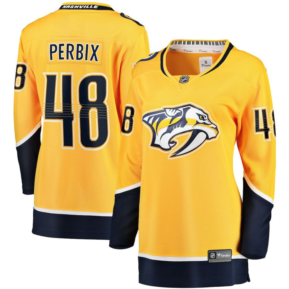 Nick Perbix Nashville Predators Fanatics Women's Home Breakaway Jersey - Gold - NHL 203364003