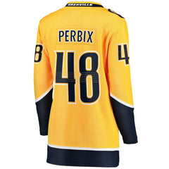 Nick Perbix Nashville Predators Fanatics Women's Home Breakaway Jersey - Gold - NHL 203364003
