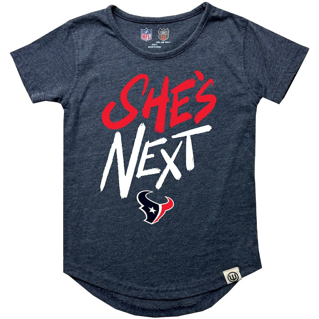 Houston Texans Wes & Willy Girls Youth She's Next Garment Washed T-Shirt Navy