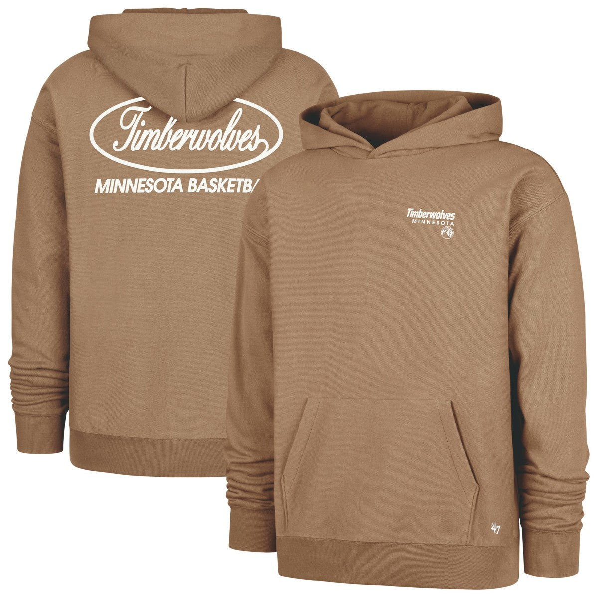 Minnesota Timberwolves '47 Triple Double Foundation Premium Hoodie Sweatshirt Khaki | 47 brand outlet
