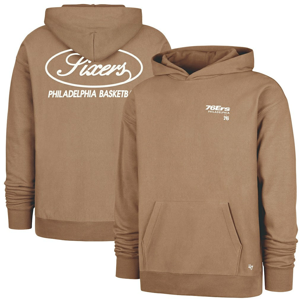 Philadelphia 76ers '47 Triple Double Foundation Premium Hoodie Sweatshirt Khaki | 47 brand