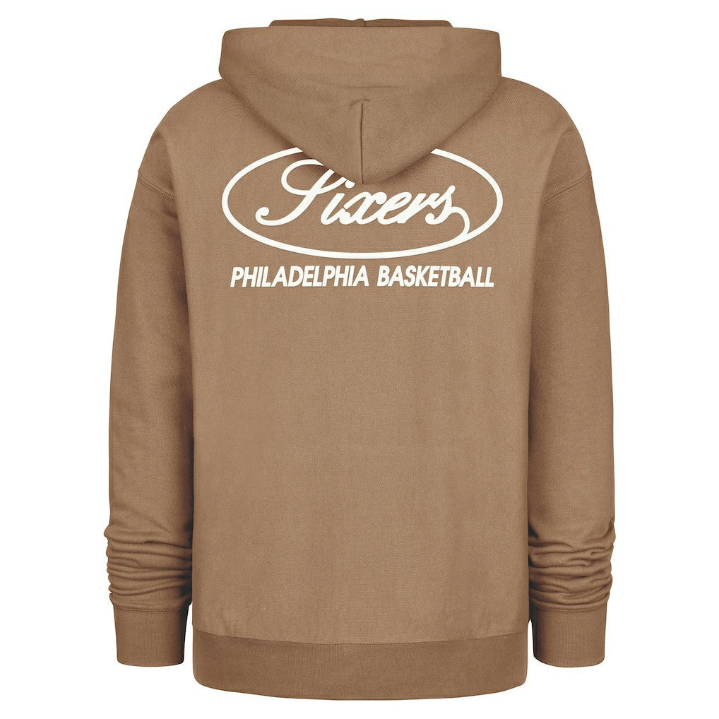 Philadelphia 76ers '47 Triple Double Foundation Premium Hoodie Sweatshirt Khaki | 47 brand