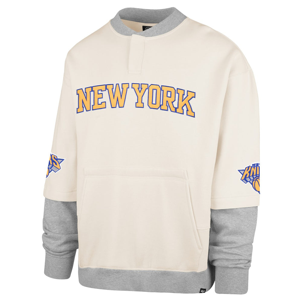 New York Knicks '47 Crossover Collection Trifecta Double Layered Fleece Sweatshirt Cream | 47 brand outlet