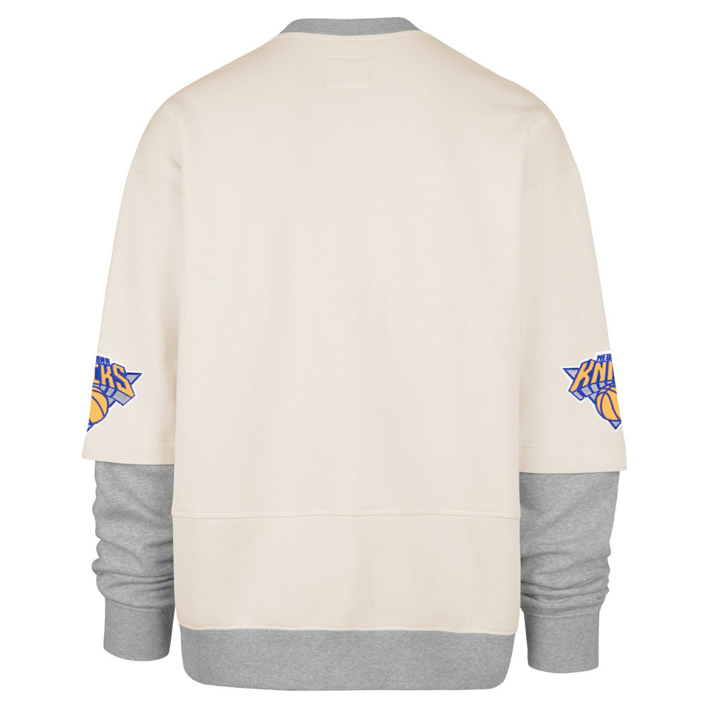 New York Knicks '47 Crossover Collection Trifecta Double Layered Fleece Sweatshirt Cream | 47 brand outlet