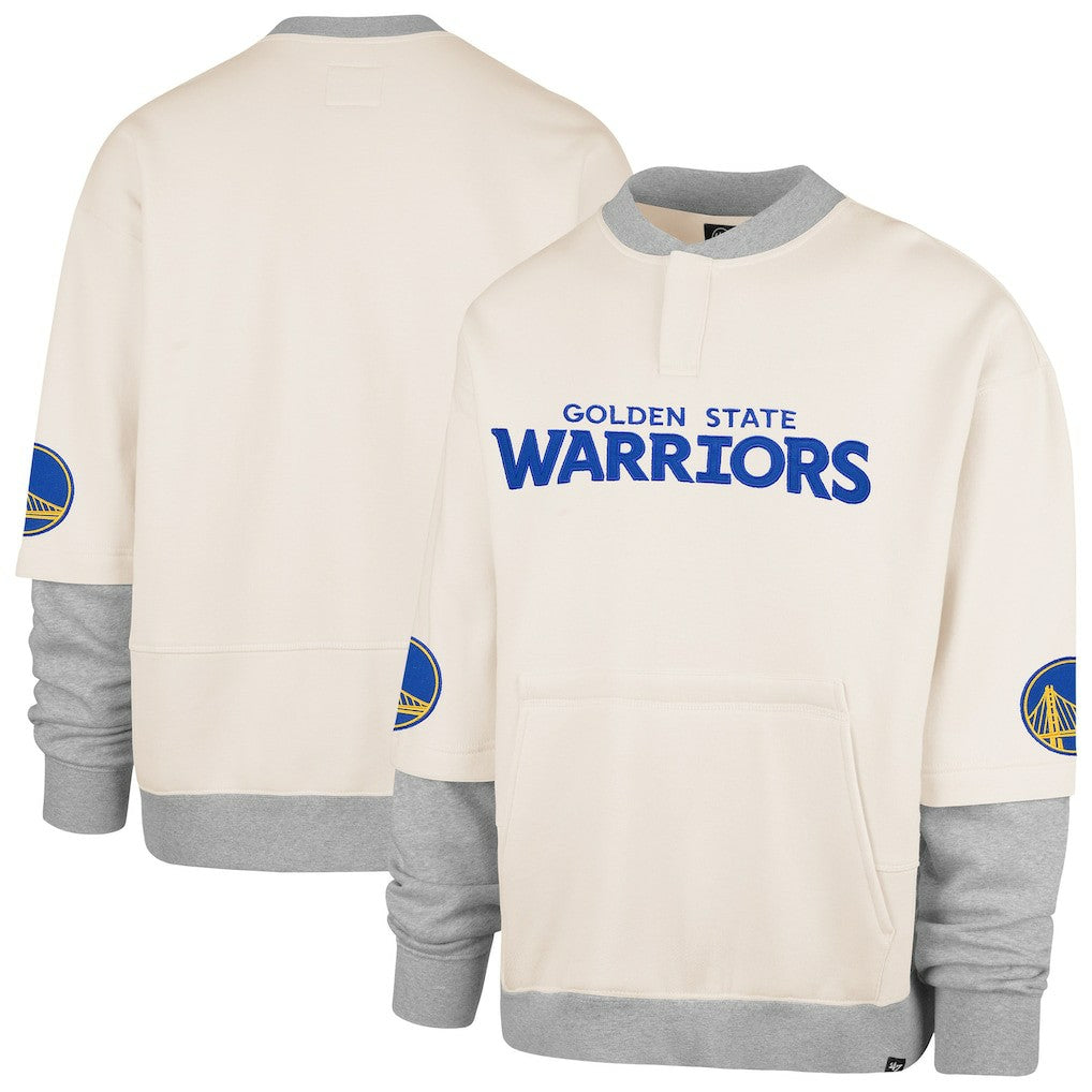 Golden State Warriors '47 Crossover Collection Trifecta Double Layered Fleece Sweatshirt for sale Cream | 47 brand