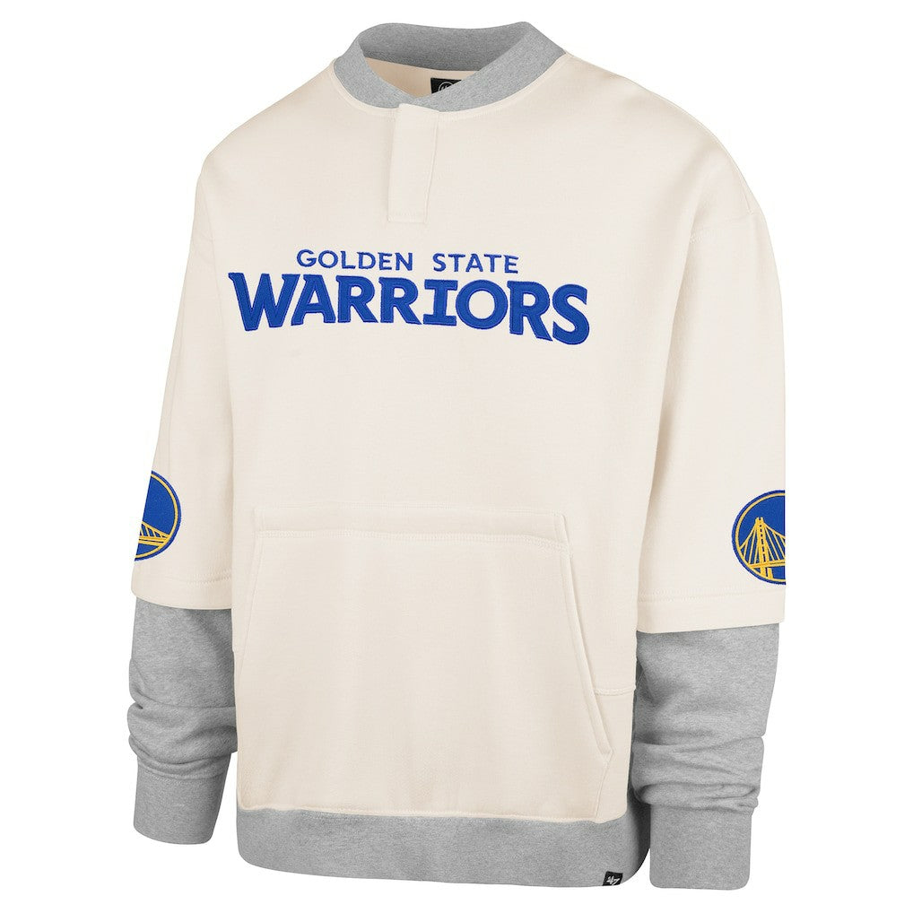 Golden State Warriors '47 Crossover Collection Trifecta Double Layered Fleece Sweatshirt for sale Cream | 47 brand