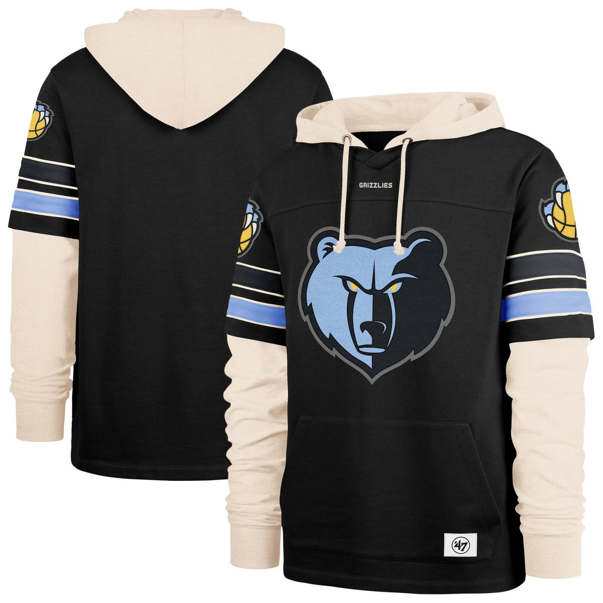 Memphis Grizzlies '47 Split Zone Cornerback Duo Hoodie Black | 47 brand discount