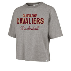 Cleveland Cavaliers '47 Women's Pivot Drop Needle Cropped T-Shirt for sale Gray | 47 brand discount