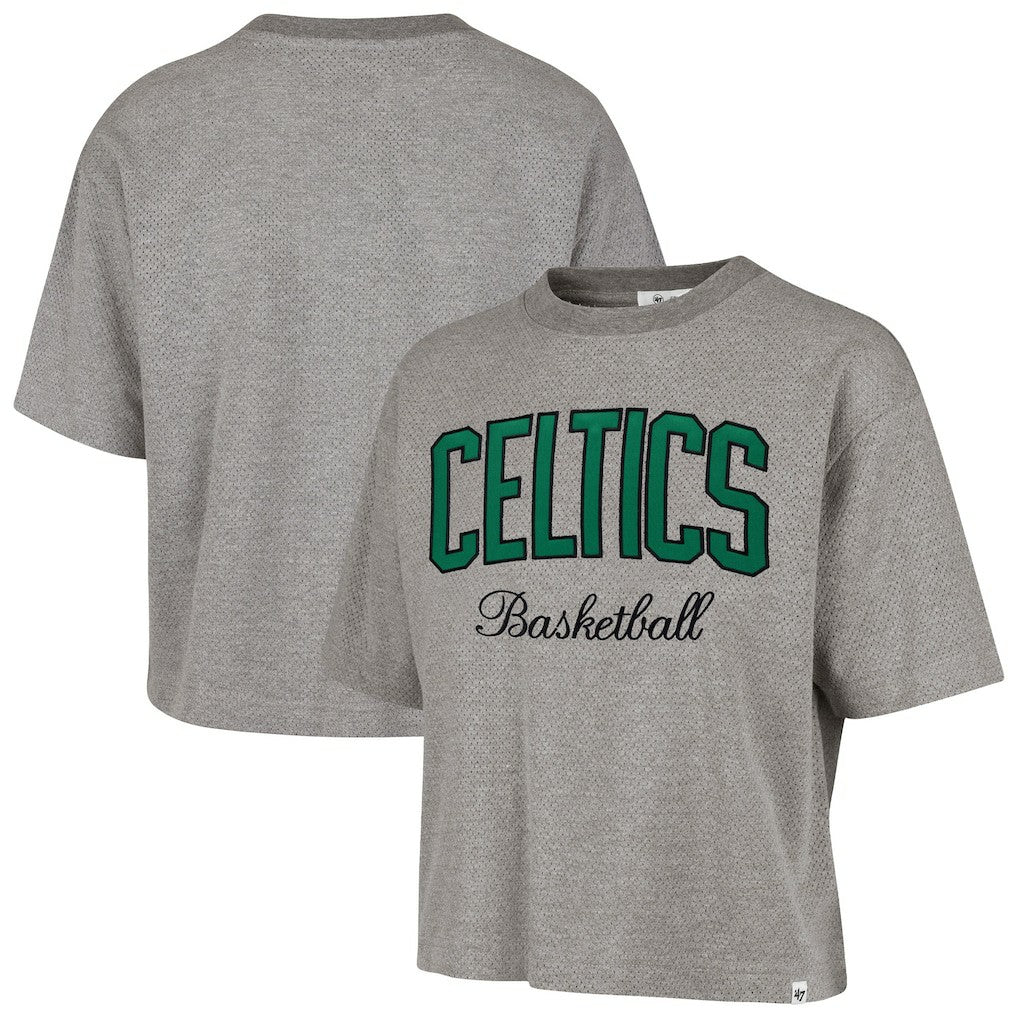 Boston Celtics '47 Women's Pivot Drop Needle Cropped T-Shirt Gray | 47 brand US
