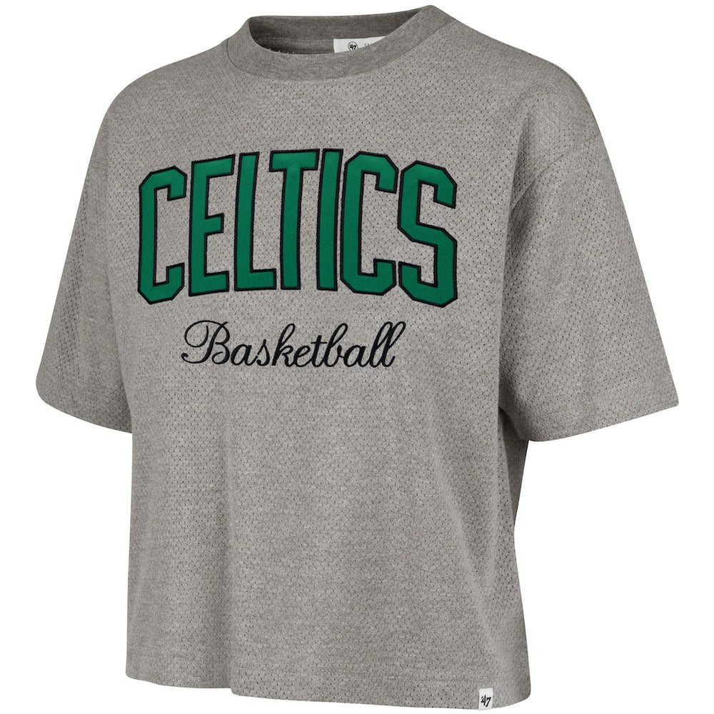Boston Celtics '47 Women's Pivot Drop Needle Cropped T-Shirt Gray | 47 brand US