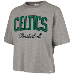 Boston Celtics '47 Women's Pivot Drop Needle Cropped T-Shirt Gray | 47 brand US