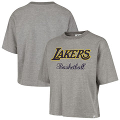 Los Angeles Lakers '47 Women's Pivot Drop Needle Cropped T-Shirt Gray | 47 brand discount