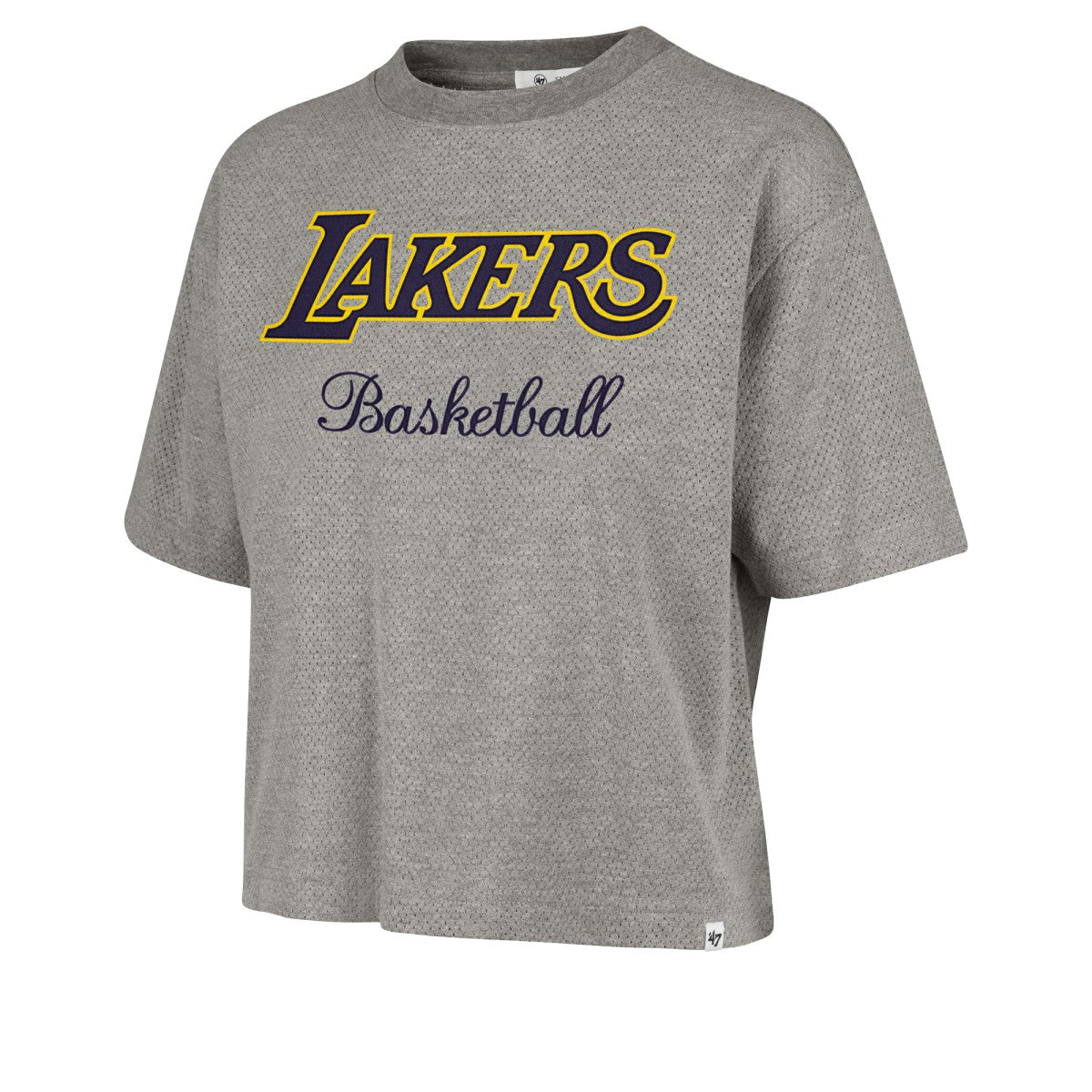 Los Angeles Lakers '47 Women's Pivot Drop Needle Cropped T-Shirt Gray | 47 brand discount