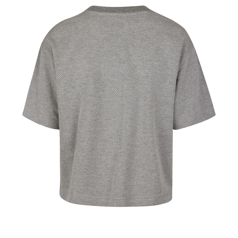 New York Knicks '47 Women's Pivot Drop Needle Cropped T-Shirt Gray | 47 brand