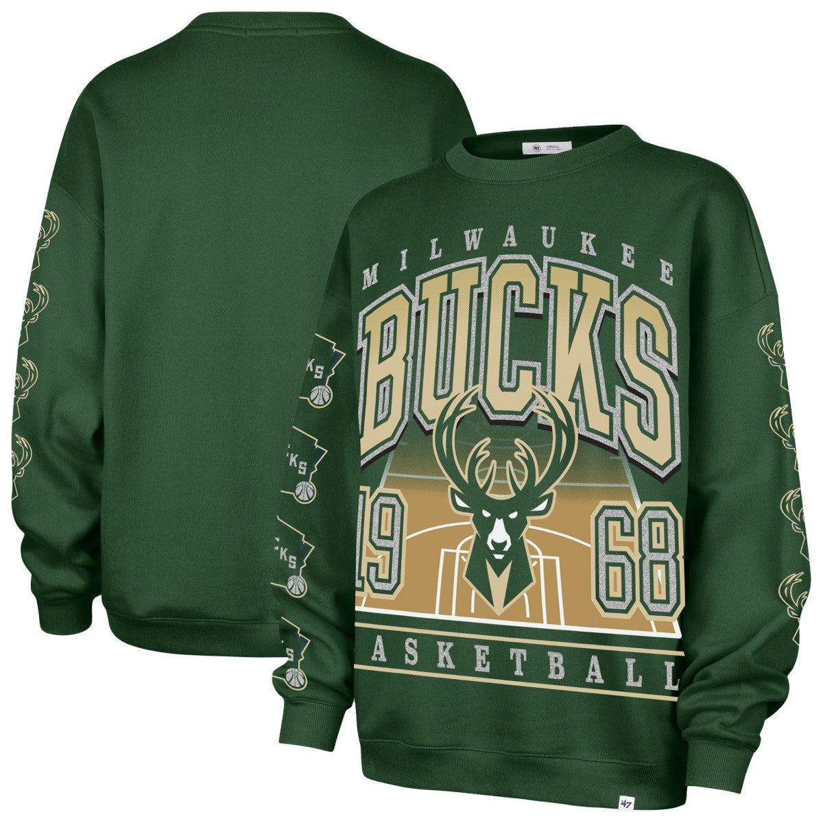 Milwaukee Bucks '47 Women's Go Big Oversized Sweatshirt Hunter Green | 47 brand US