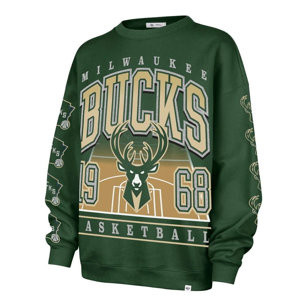 Milwaukee Bucks '47 Women's Go Big Oversized Sweatshirt Hunter Green | 47 brand US