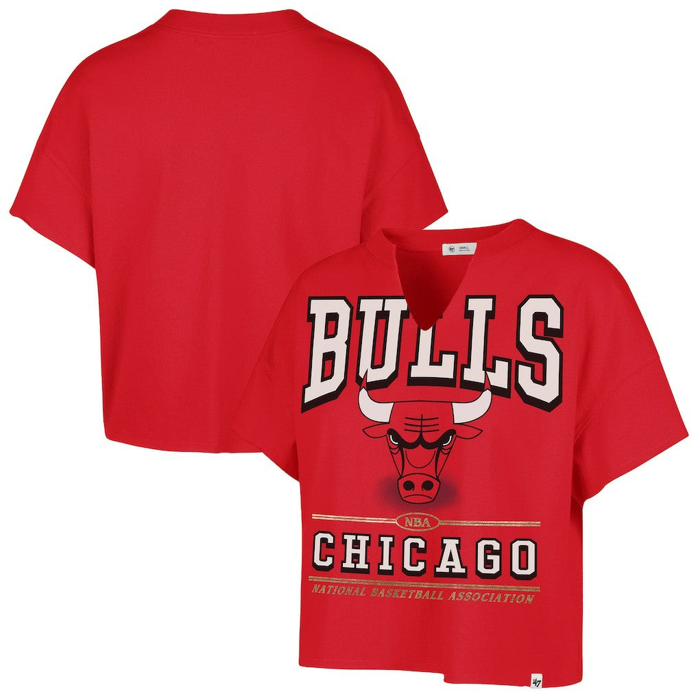 Chicago Bulls '47 Women's Elation Oversized Notch Neck T-Shirt for sale Red | 47 brand discount