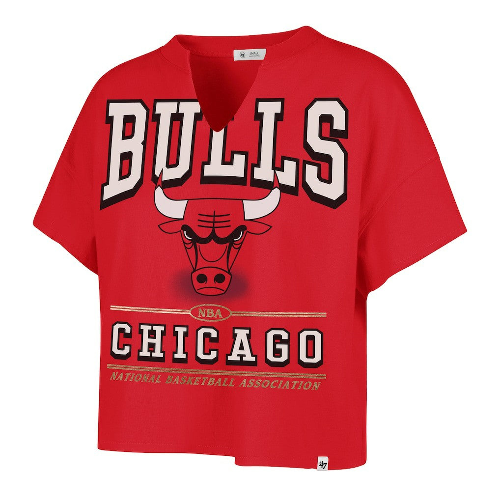 Chicago Bulls '47 Women's Elation Oversized Notch Neck T-Shirt for sale Red | 47 brand discount
